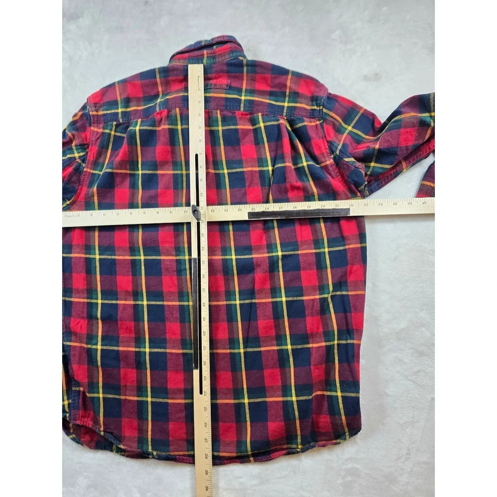 Duluth Trading Flannel Shirt Mens Medium Red Plaid Soft Cotton Relaxed Fit